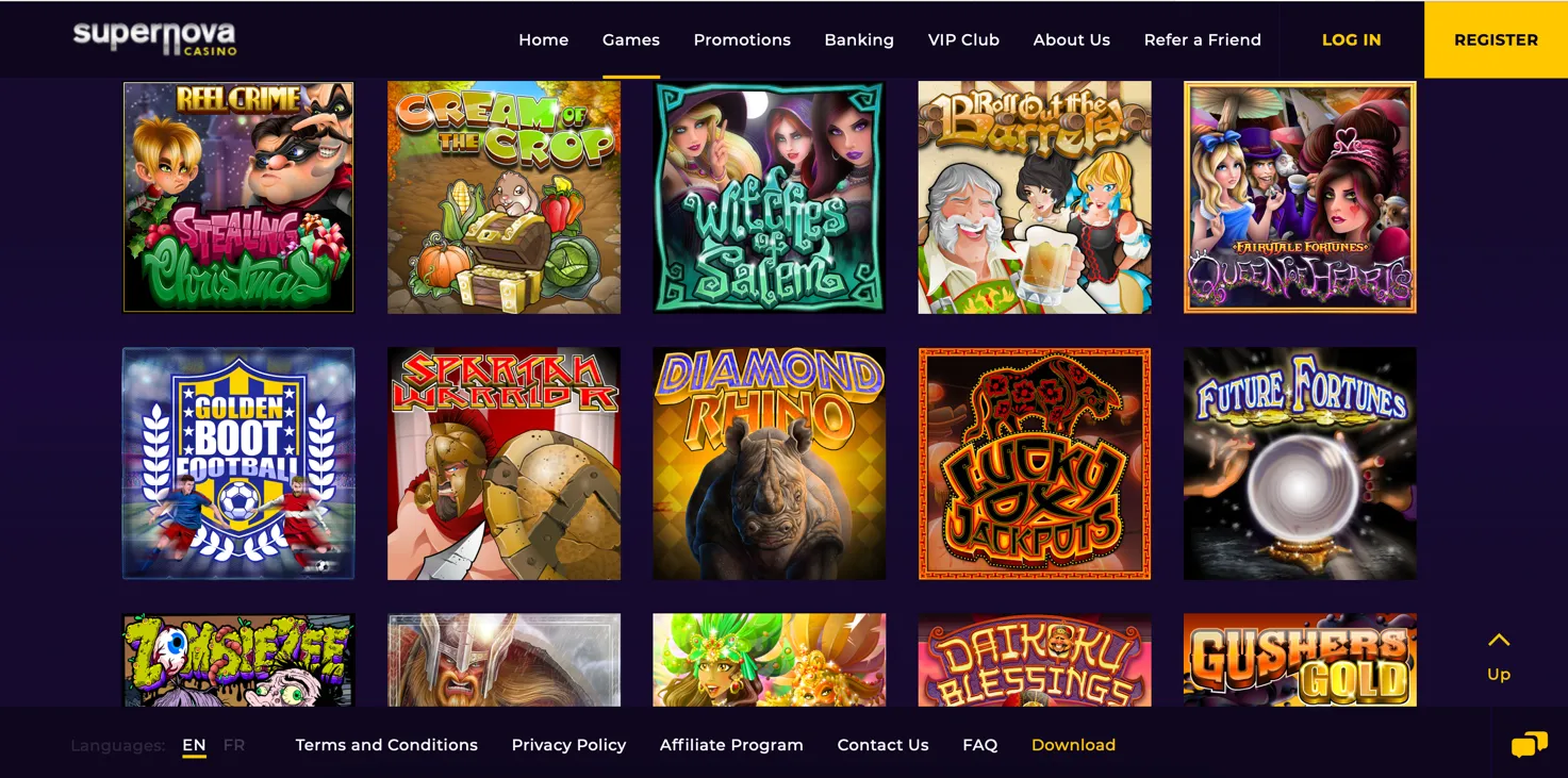 The Games Selection at SuperNova Casino